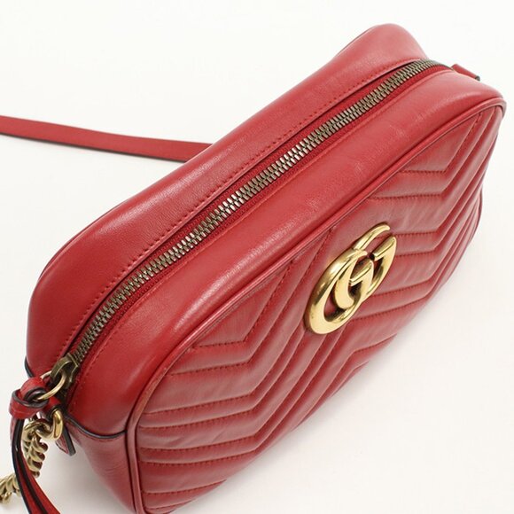GUCCI Red GG Marmont Shoulder Bag - Picture 7 of 8
